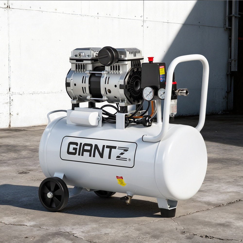 Giantz 30L Air Compressor Quiet 0.75HP Oil-Free Portable Tyre Inflator 40L/Min