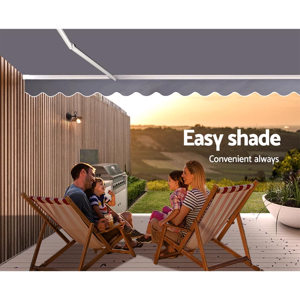 Instahut Retractable Folding Arm Awning Motorised Sunshade 2.5Mx2M Grey