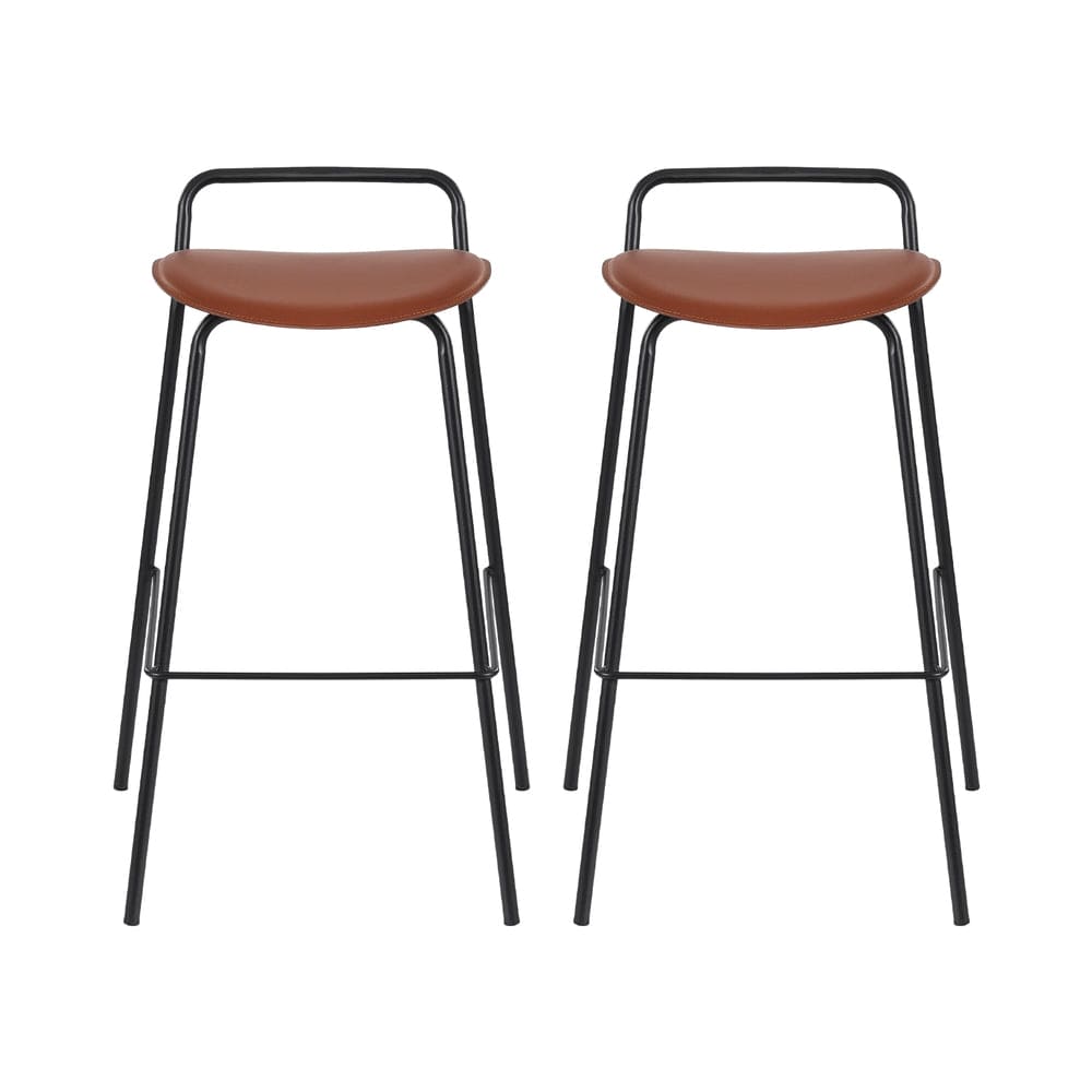 2x Artiss Bar Stools Kitchen Counter Stools Metal Brown