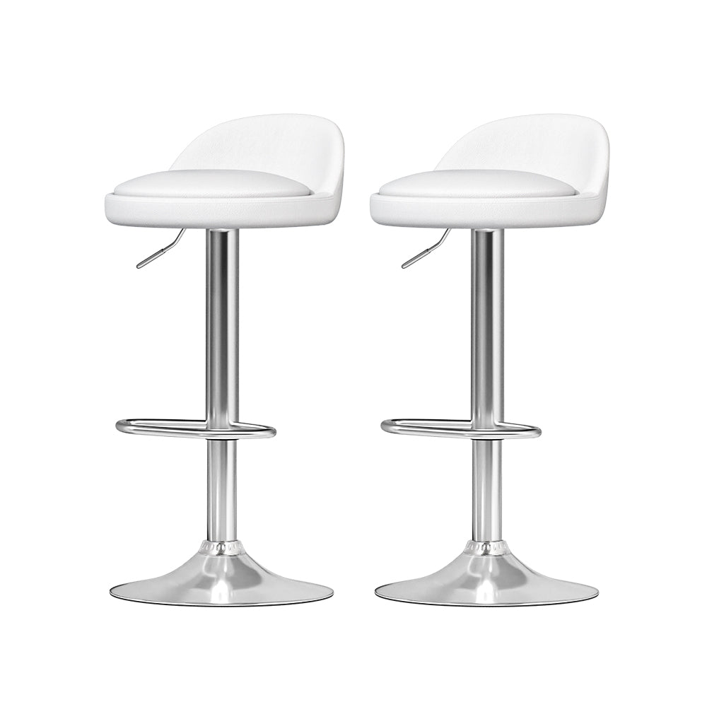 Artiss 2x Bar Stools PU Leather Gas Lift White