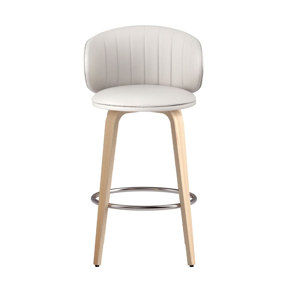 2x Artiss Bar Stools Dining Chairs Contoured Leather Wood Stool