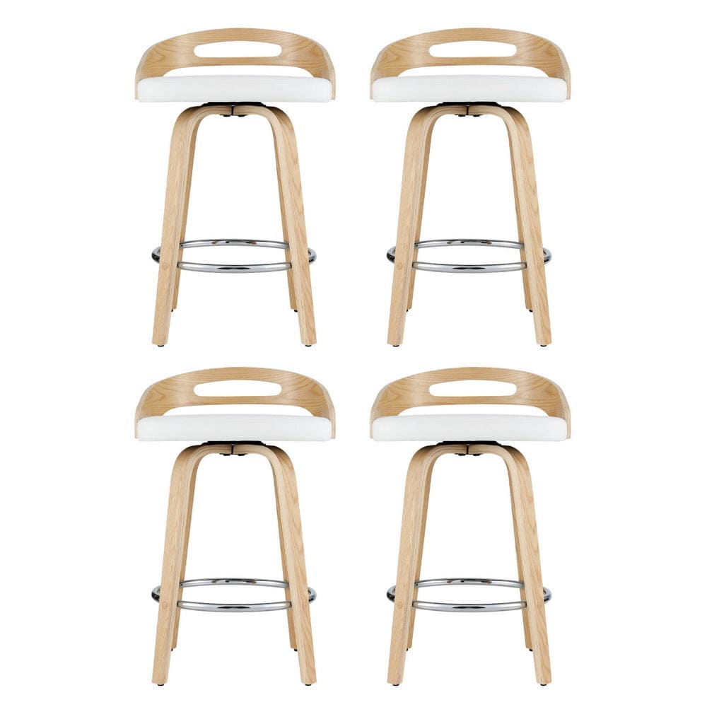 Artiss 4x Bar Stools Swivel Dining Chairs Low Back Counter Seat PU Cushion