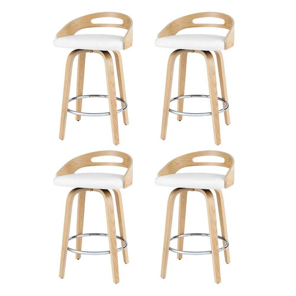 Artiss 4x Bar Stools Swivel Dining Chairs Low Back Counter Seat PU Cushion