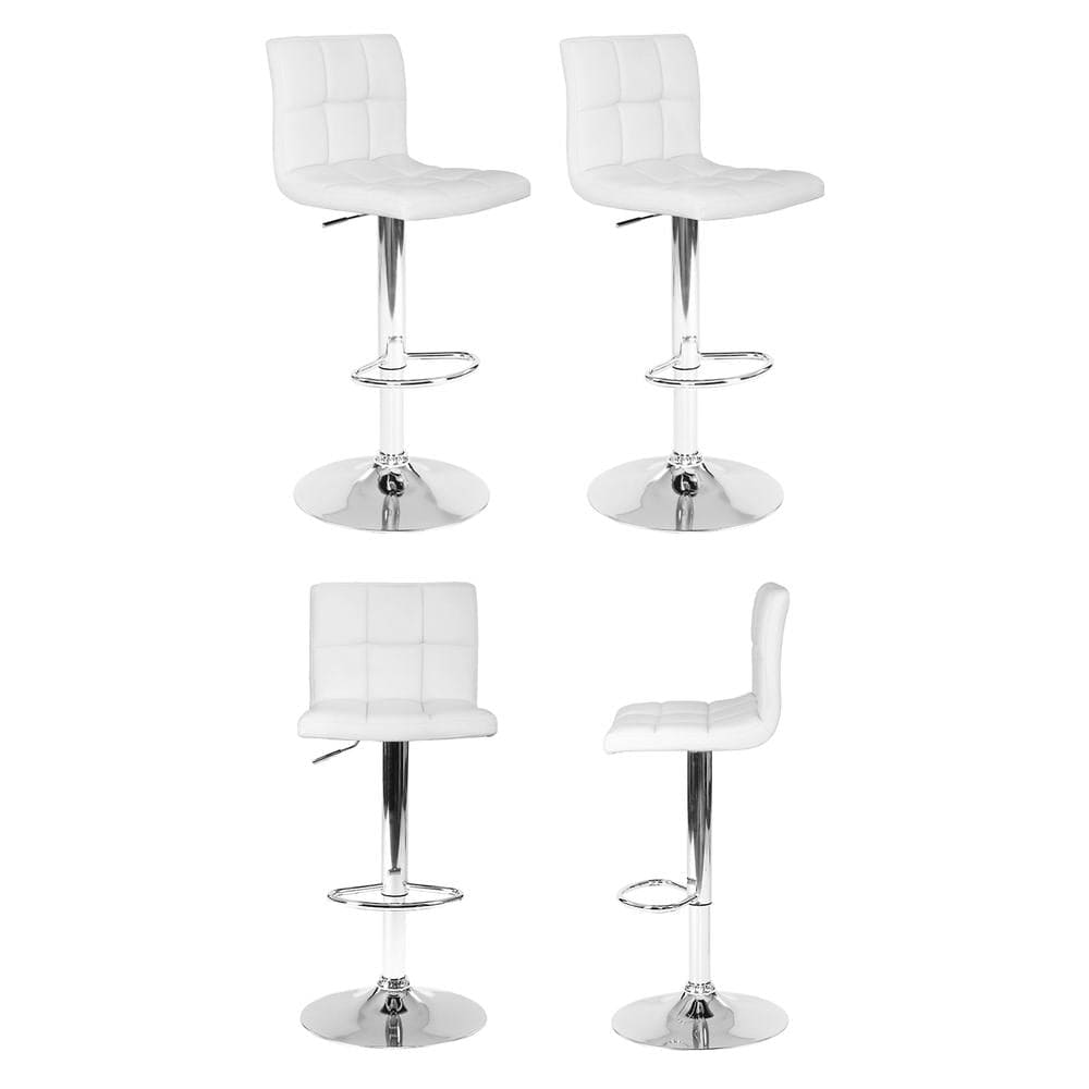 Artiss 4x Bar Stools Leather Gas Lift White