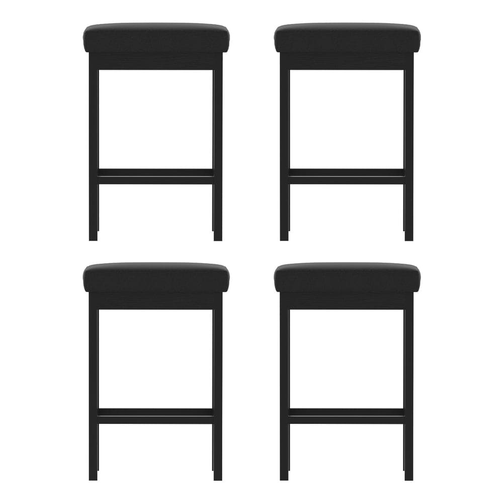 A Set of 4 Artiss Metal Bar Stools PU Seat Dining Counter Chairs