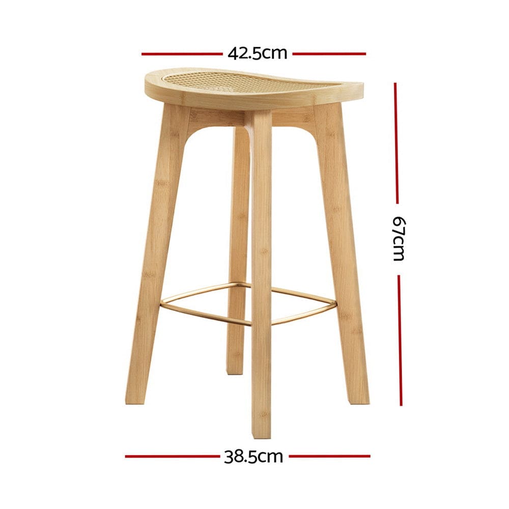 Artiss 2x Bar Stools Bamboo Rattan Stool Counter Chair Kitchen Barstools