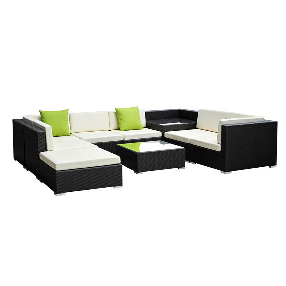 Gardeon 9-Piece Outdoor Sofa Set Wicker Couch Lounge Setting Cover