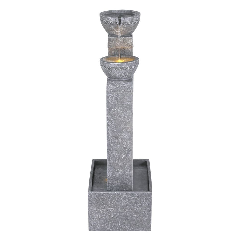 Gardeon Solar Fountain Water Feature Outdoor Fountain Indoor 3-Tier Cascading Grey