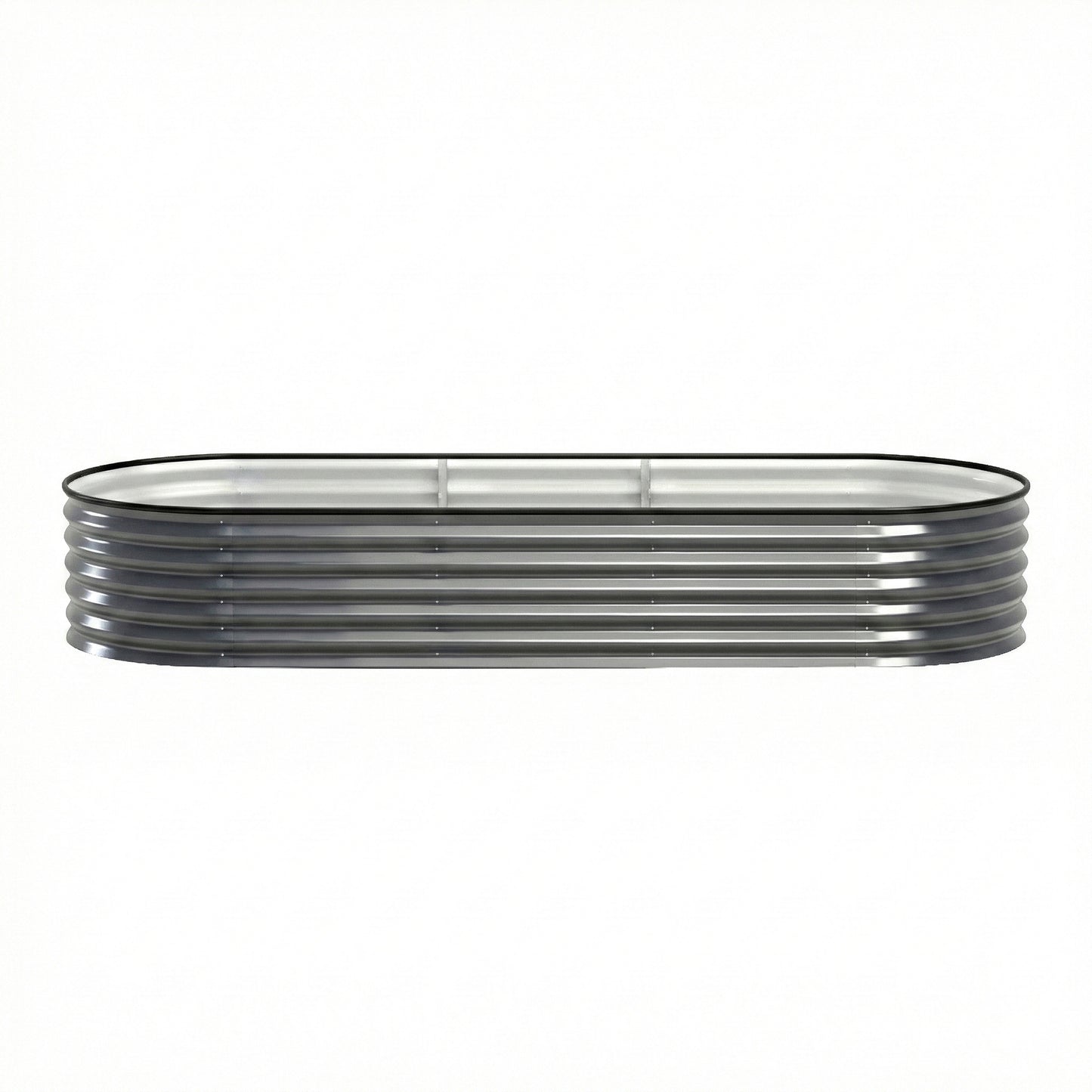 Green Fingers 3 Pcs Raised Garden Bed Kit Oval Galvanized Steel Planter Boxes 240x80x42cm, Heavy Duty Metal Elevated Garden Bed for Vegetables Flowers Herbs, with Safety Edging, Gloves & Pegs Included