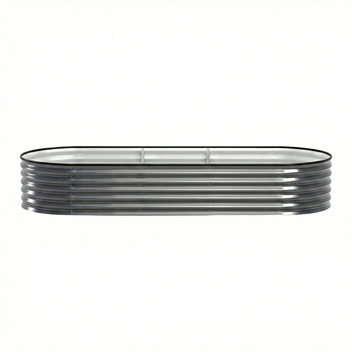 Green Fingers 3 Pcs Raised Garden Bed Kit Oval Galvanized Steel Planter Boxes 240x80x42cm, Heavy Duty Metal Elevated Garden Bed for Vegetables Flowers Herbs, with Safety Edging, Gloves & Pegs Included