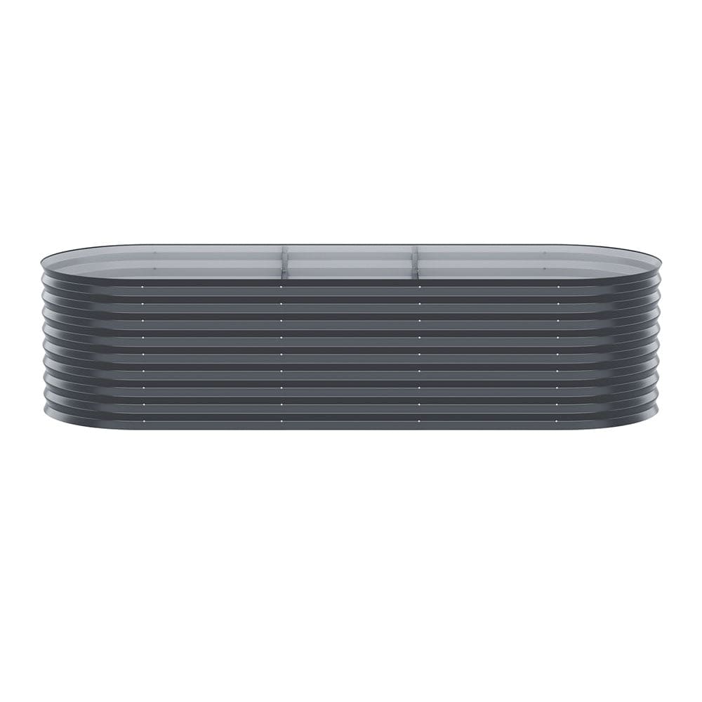 x2 Green Fingers Raised Garden Bed Kit Planter Oval Galvanised Steel 240cmX80cmX56cm