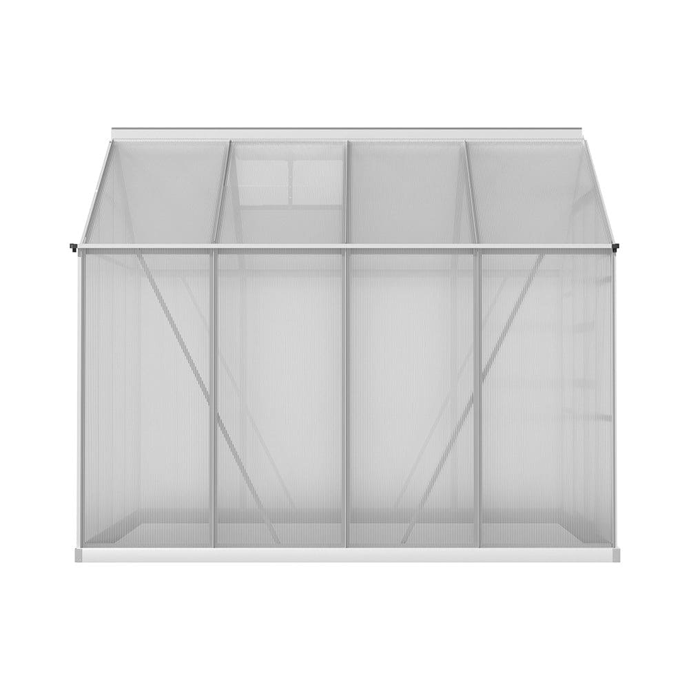 Green Fingers Greenhouse 2.42x2.5x2.26M Aluminium Double Doors Green House Garden Shed