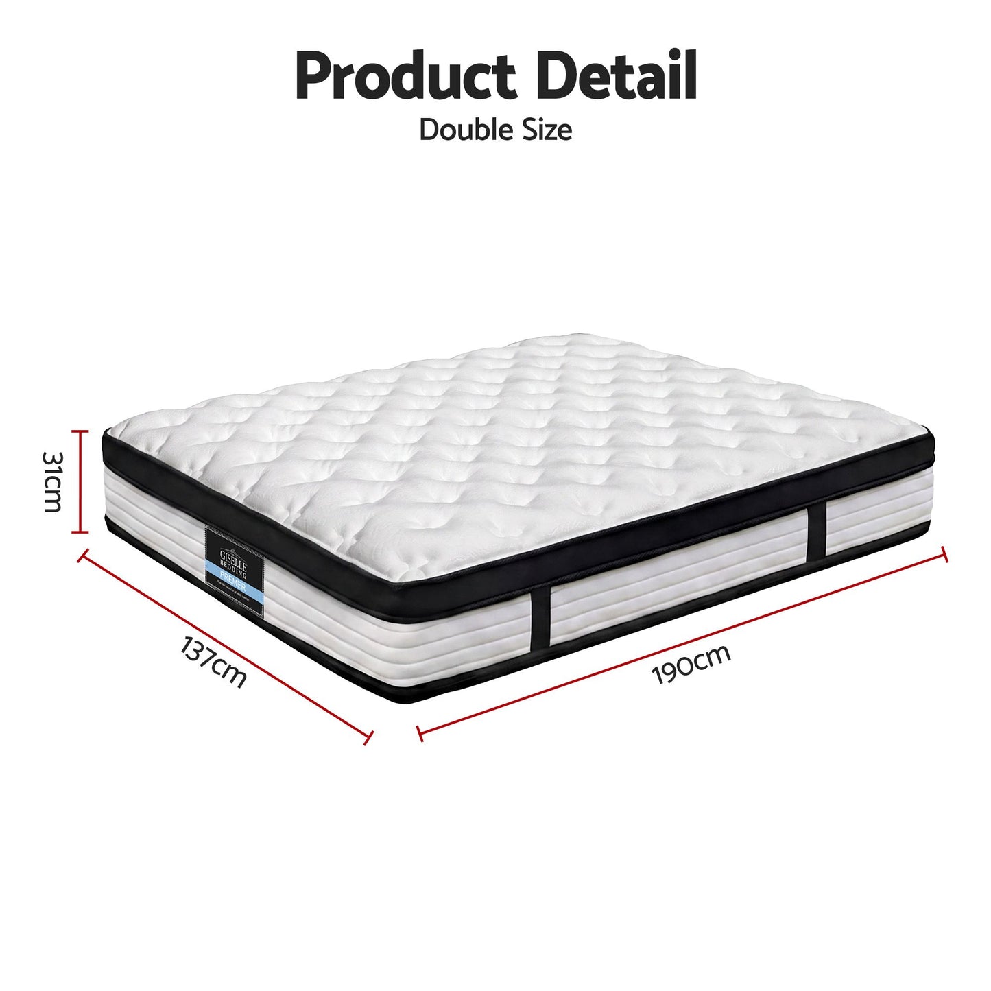 Giselle Bedding 31cm Mattress Euro Top Double