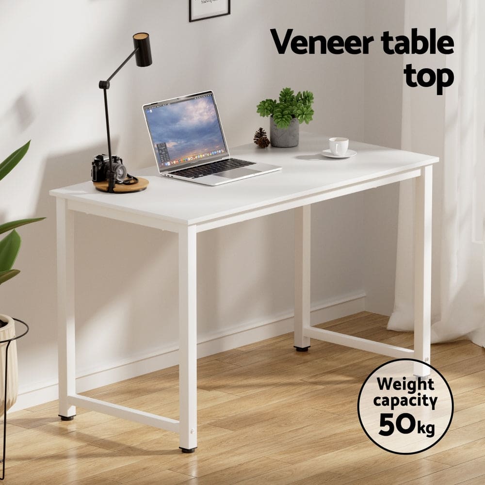 Artiss Computer Desk 120cm Executive Office Chairs Set PU Leather Low Back White