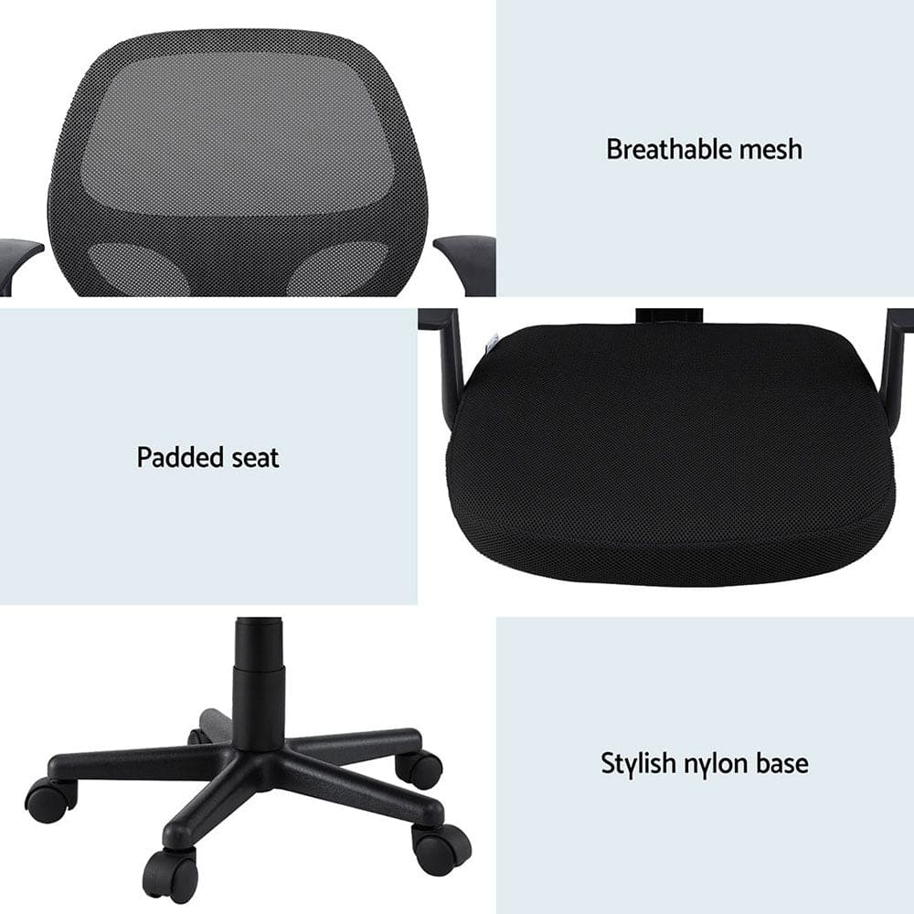 Artiss 2x Mesh Office Chair Computer Gaming Desk Chairs Work Study Mid Back Black