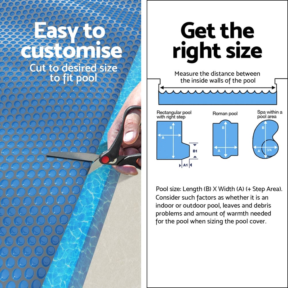 Aqua Buddy Pool Cover 600 Micron 11x4.8m Swimming Pool Solar Blanket Blue Black