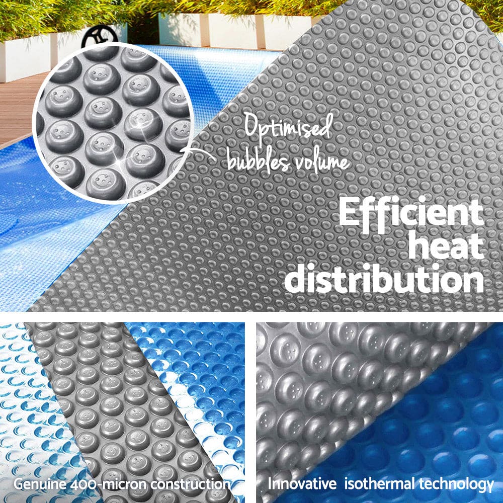 Aqua Buddy Pool Cover 9.5x5m 400 Micron Swimming Pool Solar Blanket Blue Silver