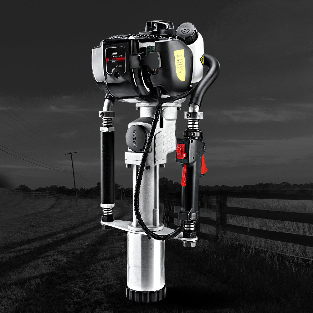 Giantz Petrol Post Driver 38CC 4-Stroke Rammer Pile Star Picket Fence Hole Black
