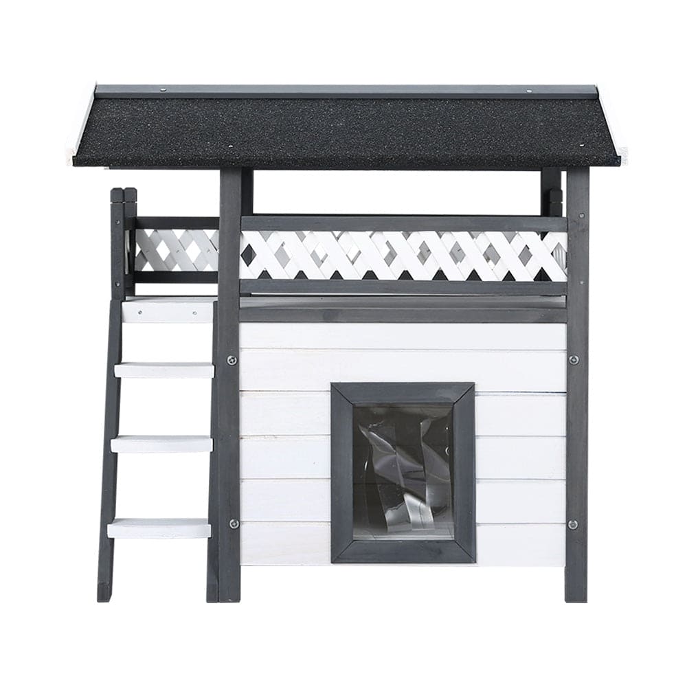 i.Pet Outdoor Cat House Shelter 77cm x 50cm x 73cm Rabbit Hutch Wooden Condo Small Outdoor Cat House