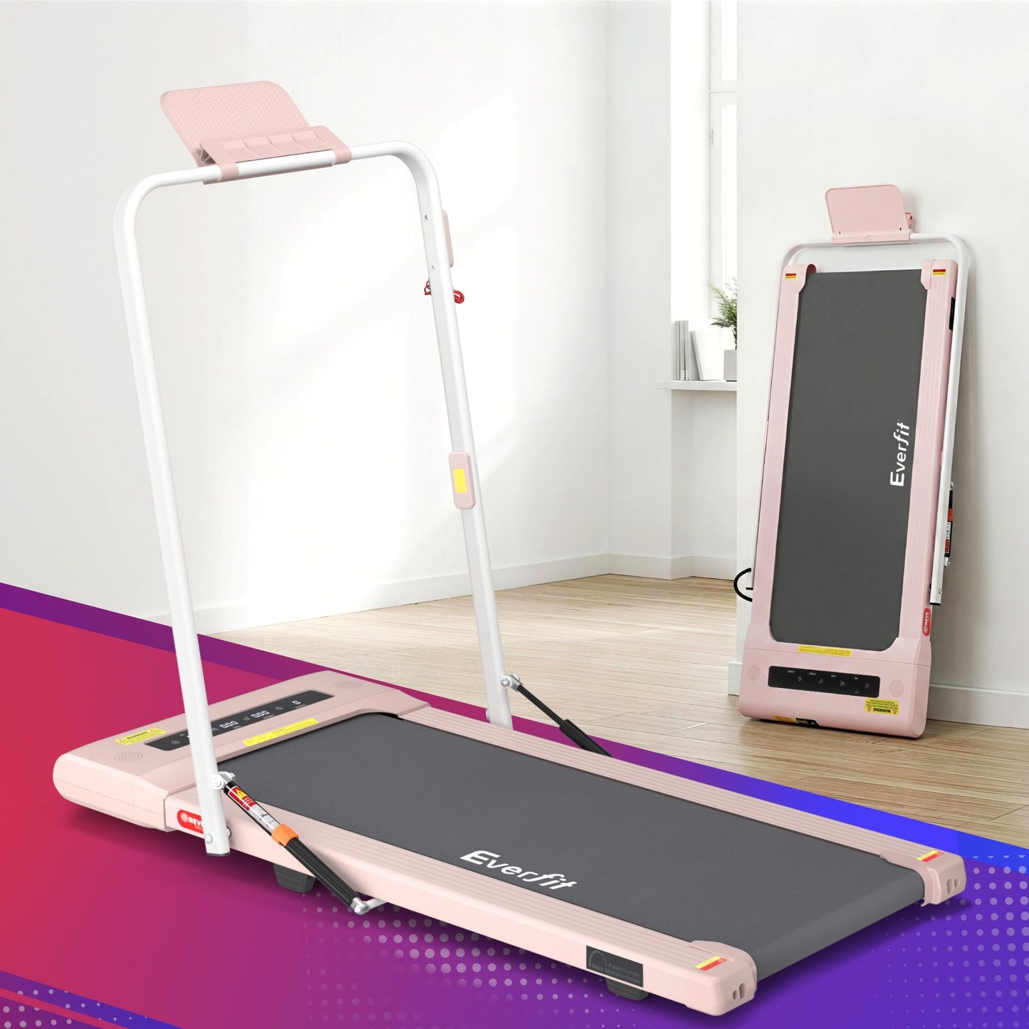Everfit 2 in 1 Treadmill Electric Walking Pad Under Desk Home Gym Fitness 400mm Pink