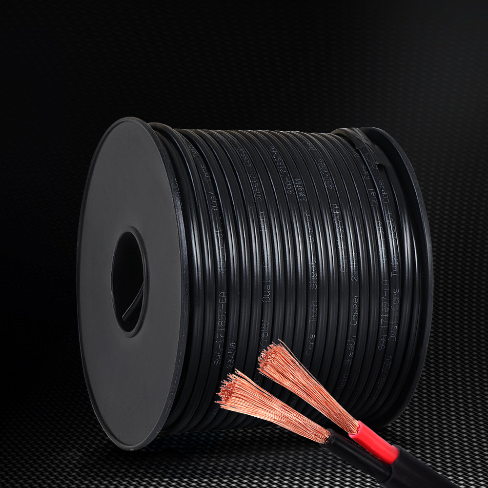 Giantz 15AWG Twin Core Wire Electrical Cable 100M Electric Extension Car 450V 2 Sheath
