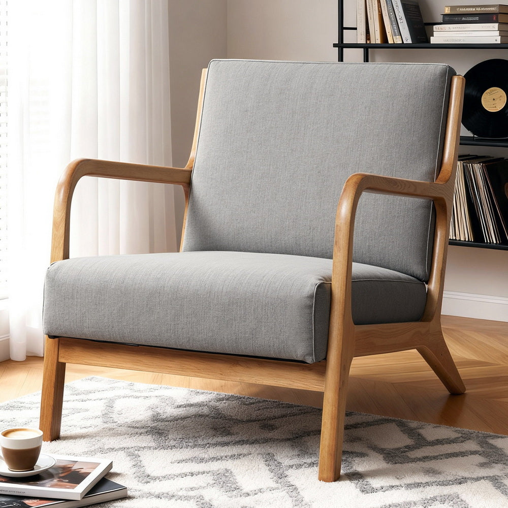 Artiss Armchair Fabric Light Grey