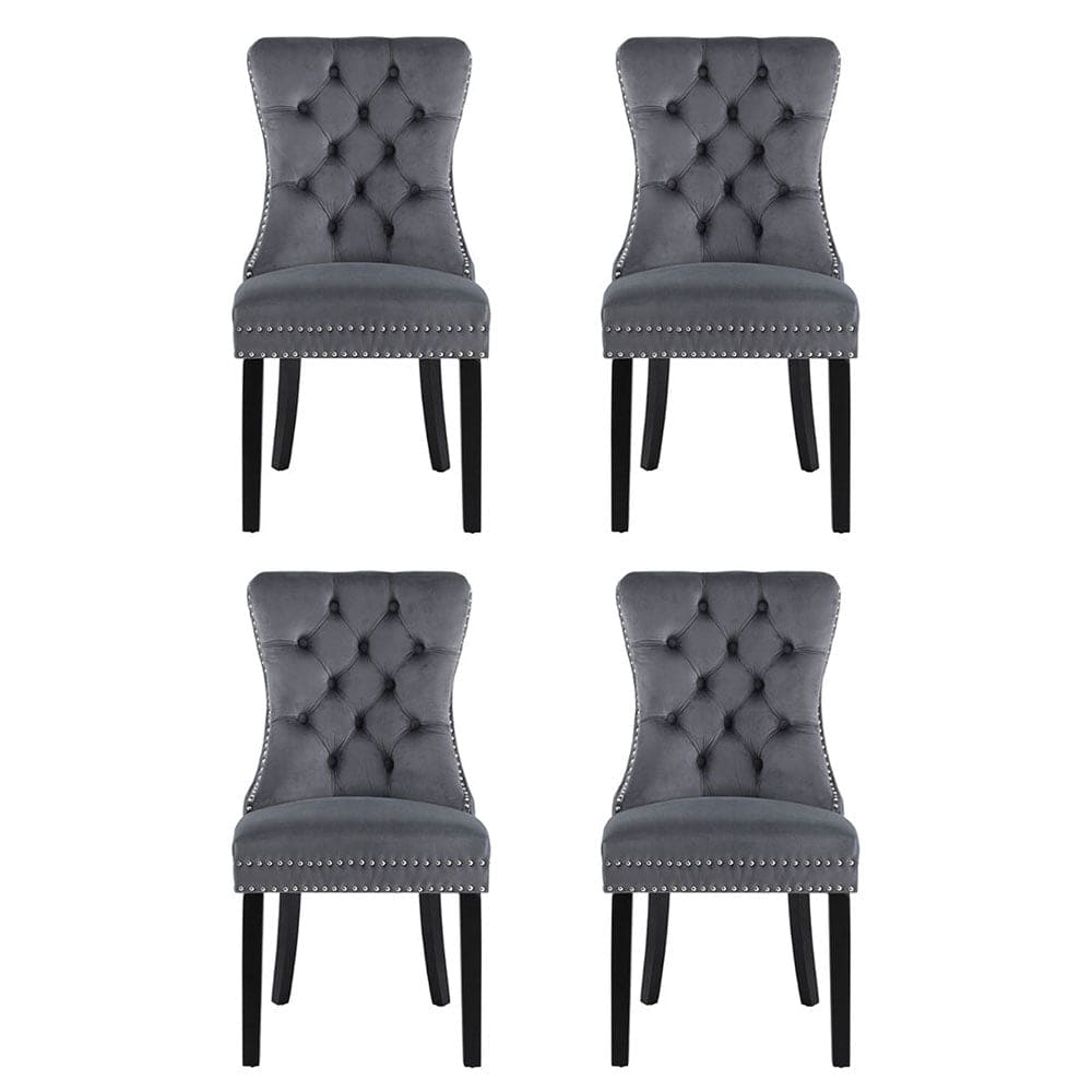 1 Set of 4 Artiss Dining Chairs Grey Velvet