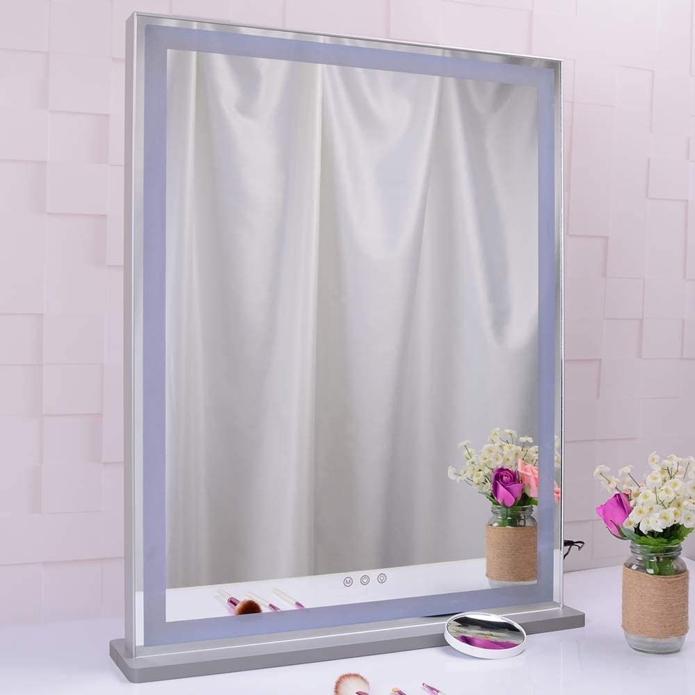 10x Magnification Mirror with Smart Touch Control and 3 Colors Dimmable Light for Bathroom and Bedroom (71 x 57 cm)