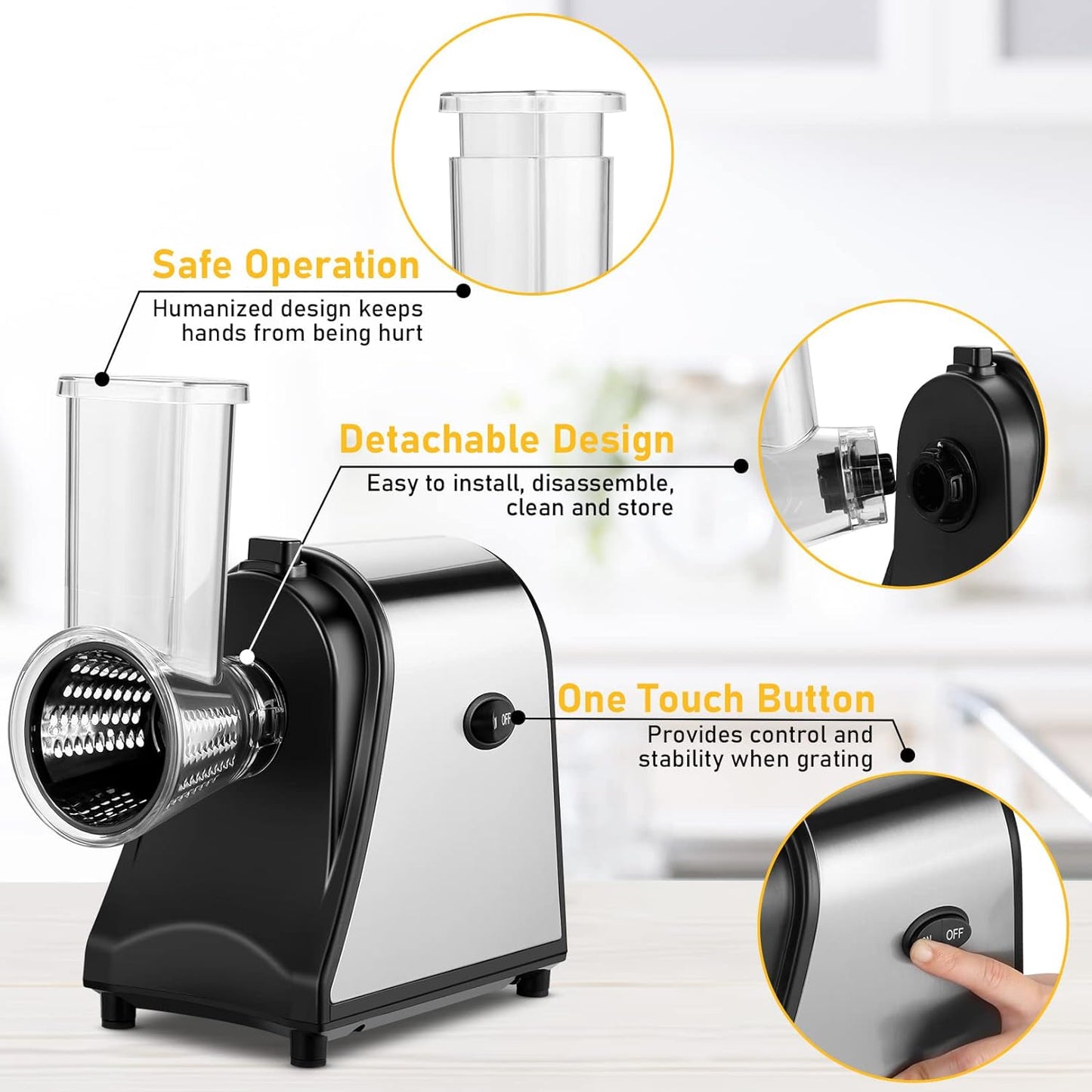 Electric Grater Vegetable Food Rotary Drum Grater Chopper Slicer