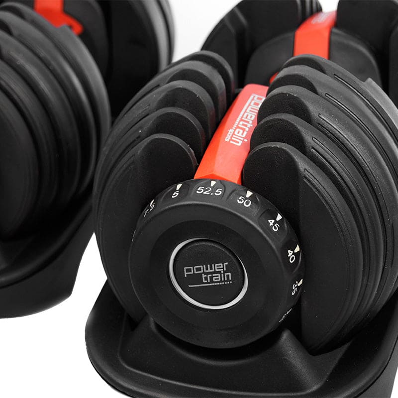 Powertrain 2x 24kg Adjustable Dumbbells with Stand