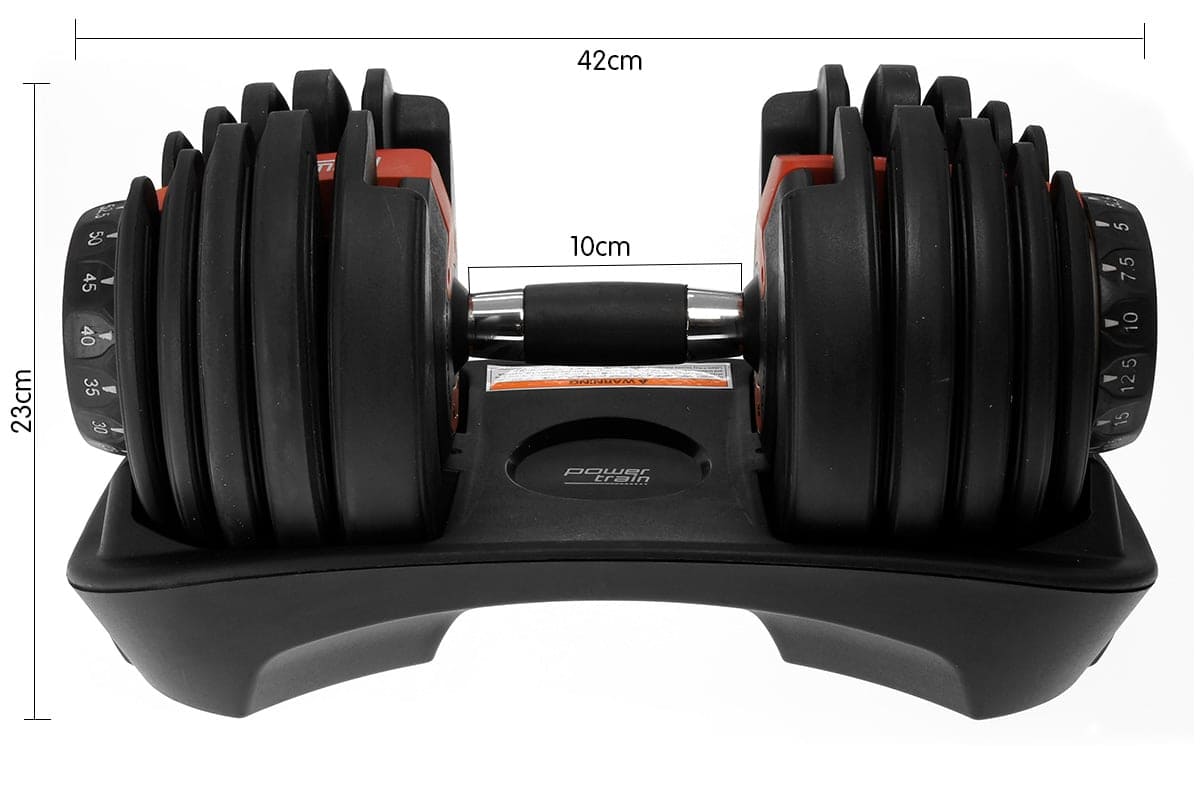 Powertrain 2x 24kg Adjustable Dumbbells with Stand