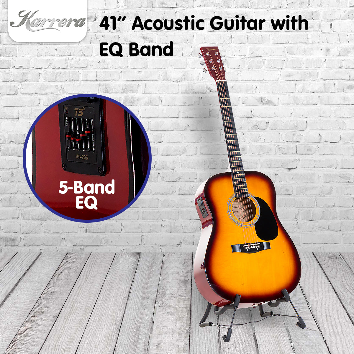 Karrera Electronic Acoustic Guitar 41in - Sunburst