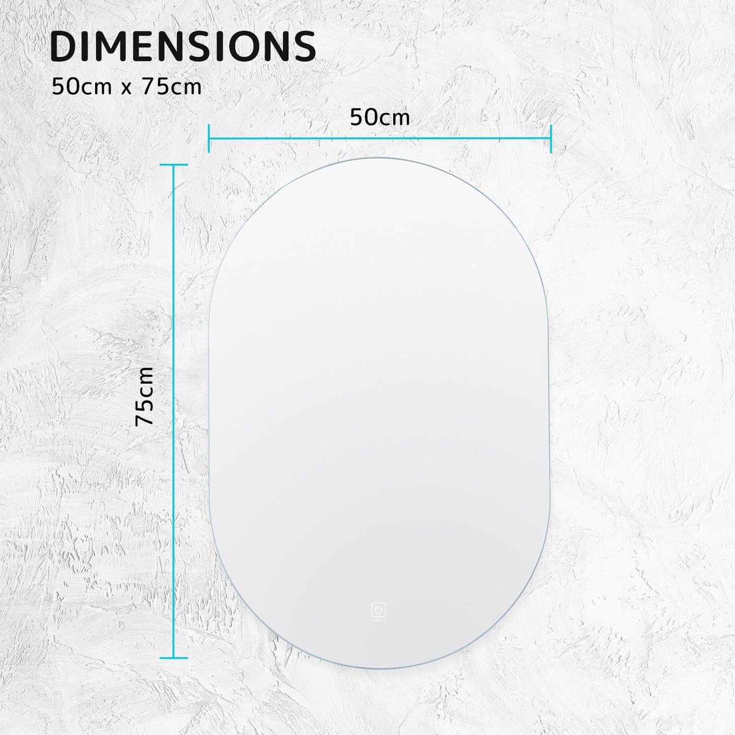 2 Set LED Wall Mirror Oval Anti-Fog Bathroom 50x75cm