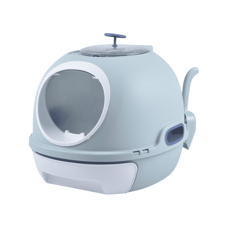 YES4PETS Hooded Cat Toilet Litter Box Tray House With Drawer & Scoop Blue