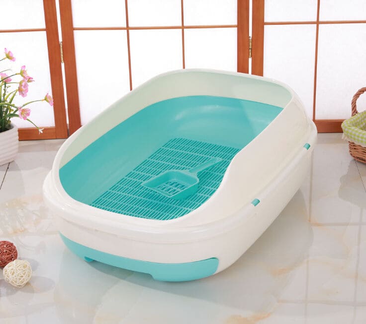 YES4PETS Large Portable Cat Toilet Litter Box Tray with Scoop and Grid Tray Green