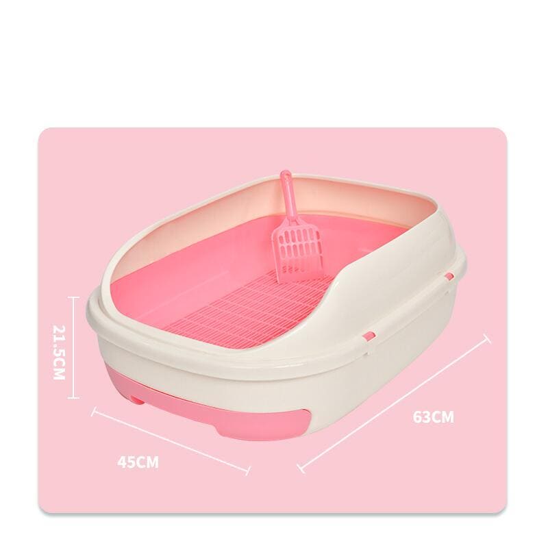 YES4PETS Large Portable Cat Toilet Litter Box Tray with Scoop and Grid Tray Pink