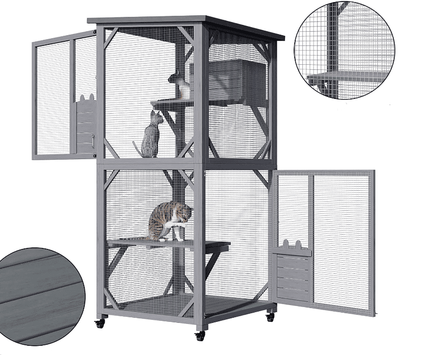 YES4PETS Pet Cat Bird Shelter Condo with Escape Door Wooden Kitten Cage House