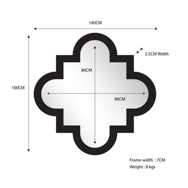 Quatrefoil Style Mirror - Black 100cm x 100cm
