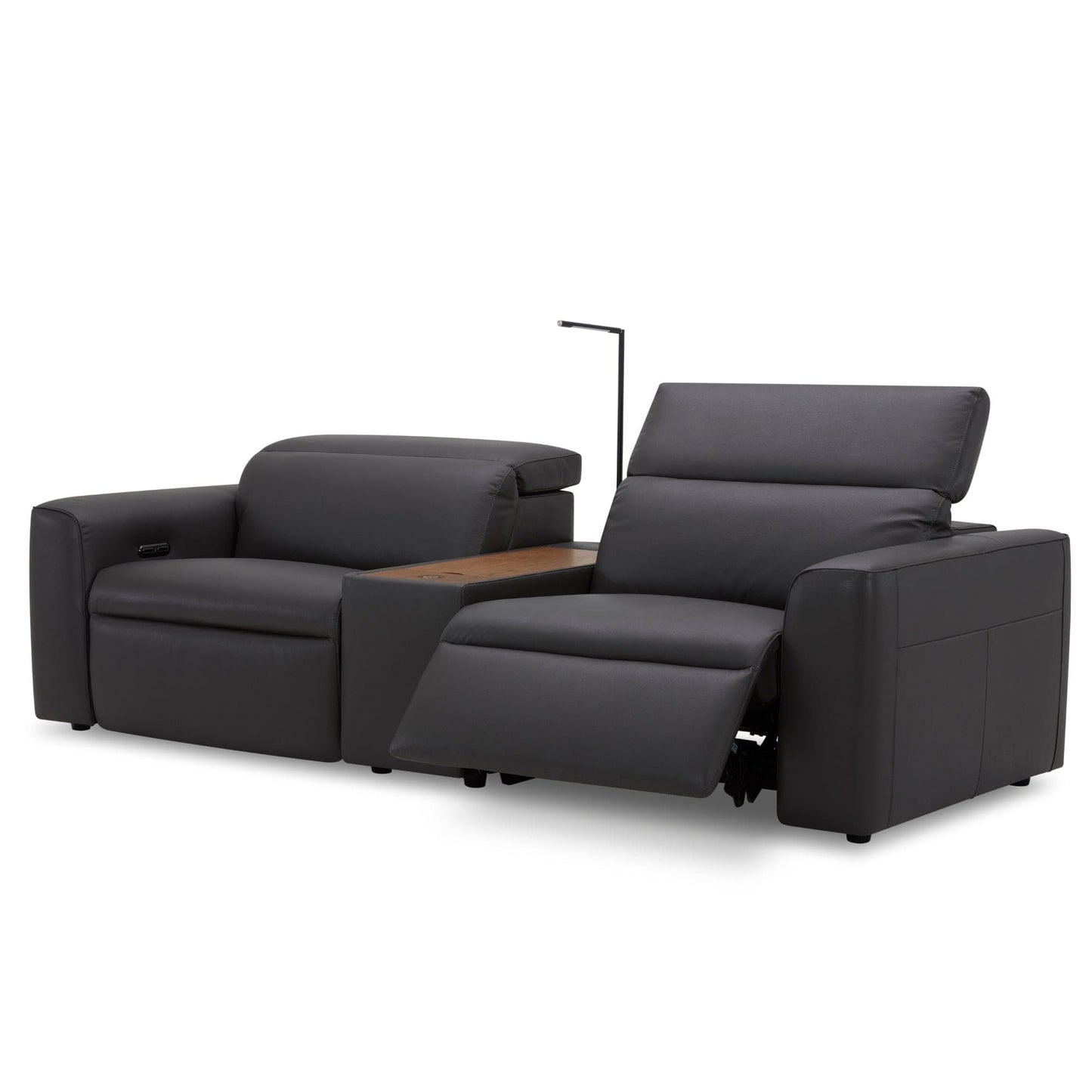 Hallie 2 Seater Genuine Leather Sofa Lounge Electric Powered Recliner Graphite