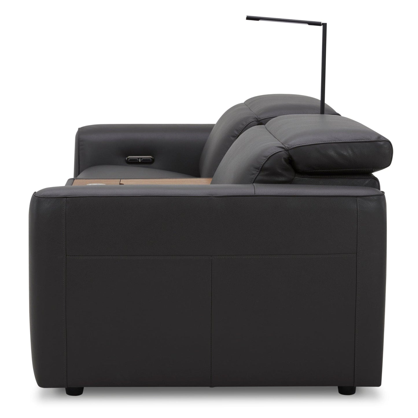 Hallie 2 Seater Genuine Leather Sofa Lounge Electric Powered Recliner Graphite