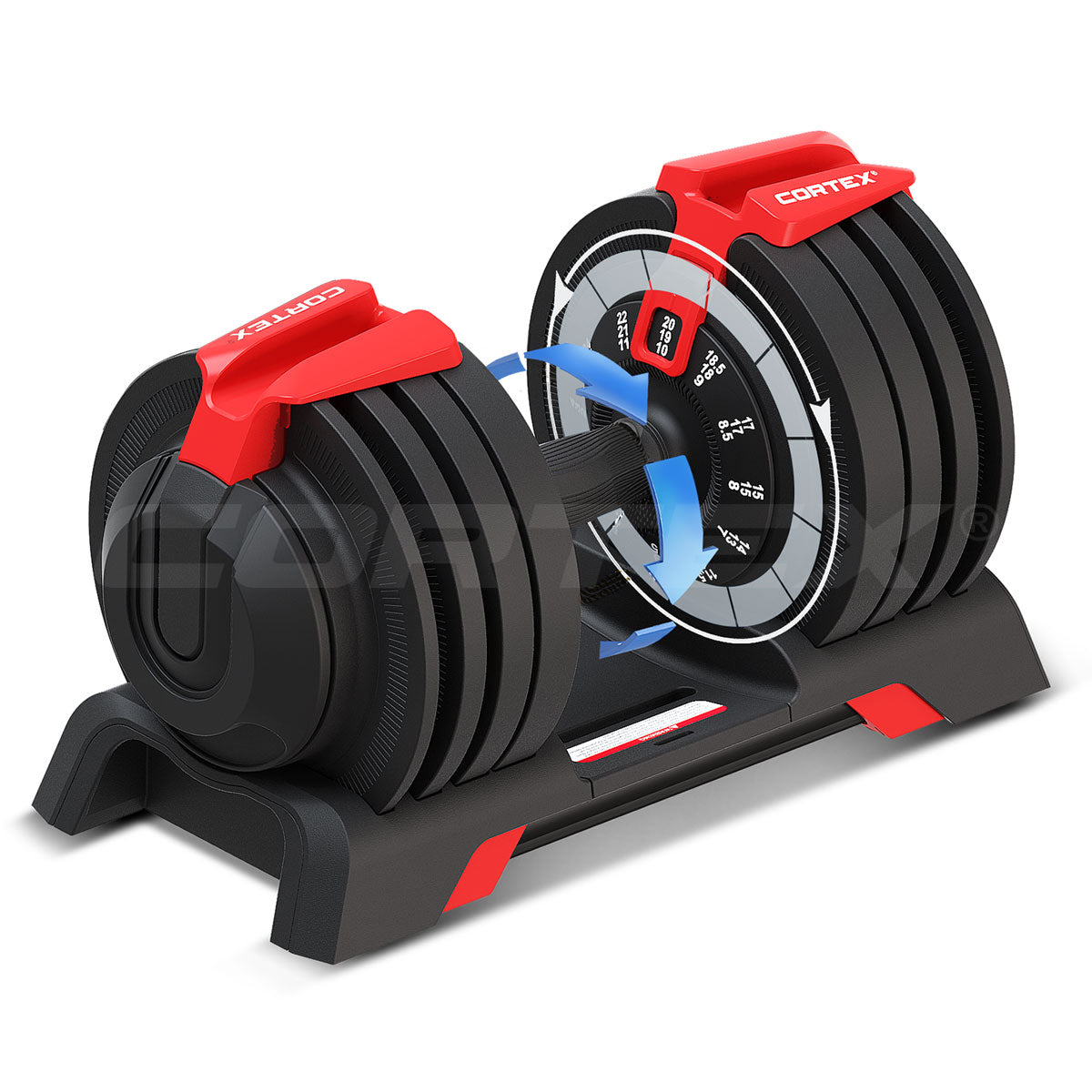 CORTEX Revolock V2 48kg Pair Set Adjustable Steel Dumbbell Barbell Kettlebell All-in-One