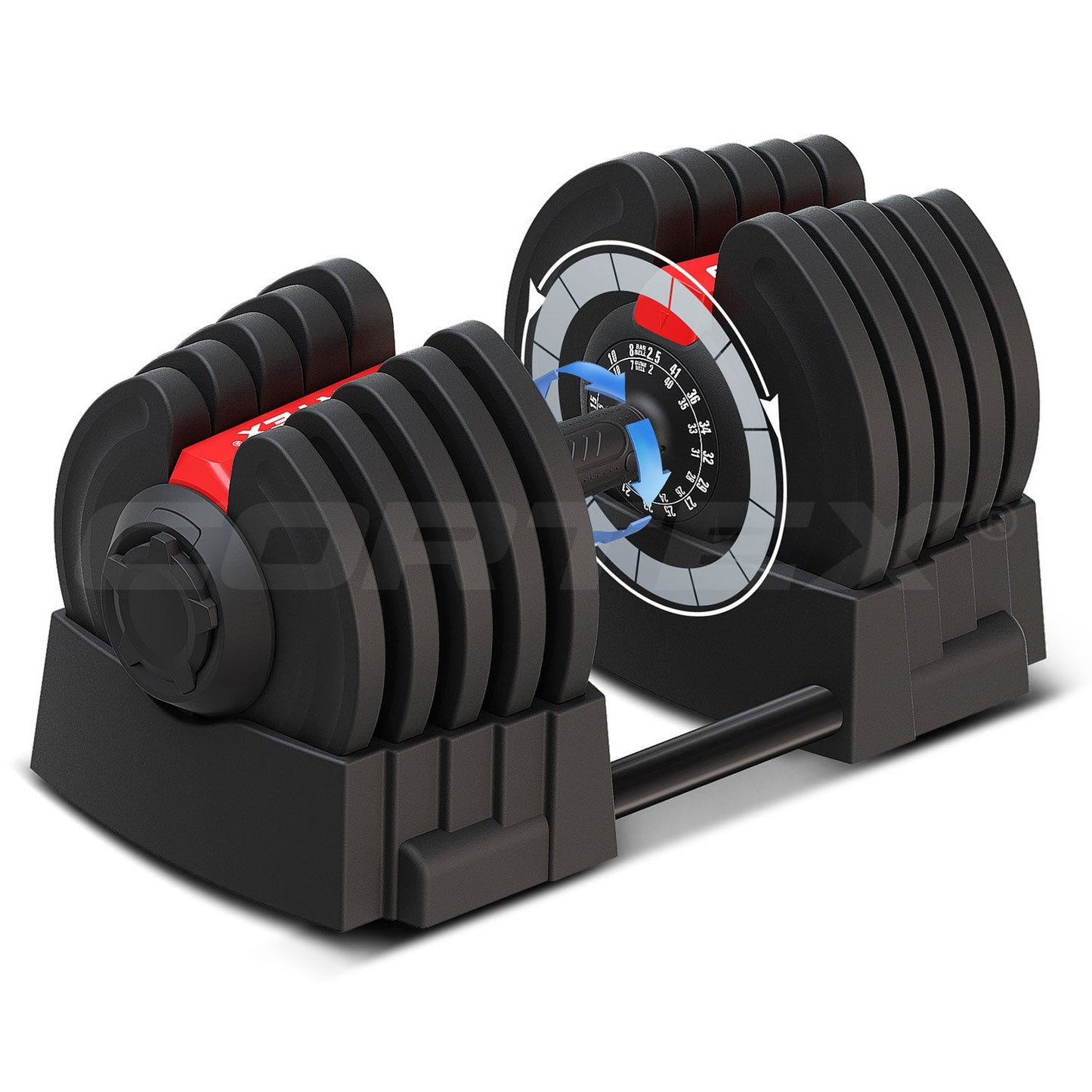 CORTEX Revolock V2 80kg Pair Set Adjustable Steel Dumbbell Barbell All-in-One