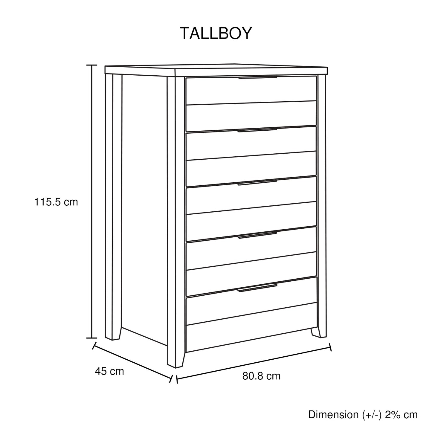 4 Pieces Bedroom Suite Natural Wood Like MDF Structure Queen Size Oak Colour Bed, Bedside Table & Tallboy