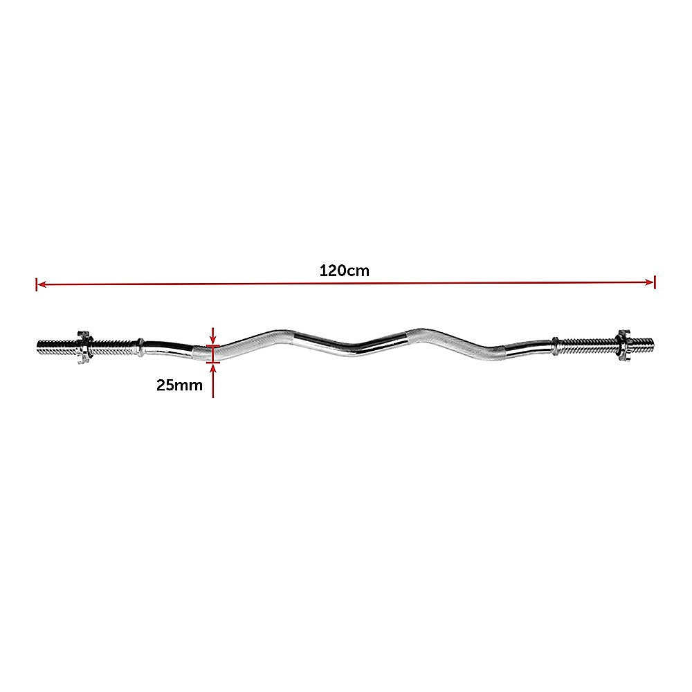 Heavy Duty EZ Curl Barbell – Weightlifting Bar with Spinlock Collars for Gym Training