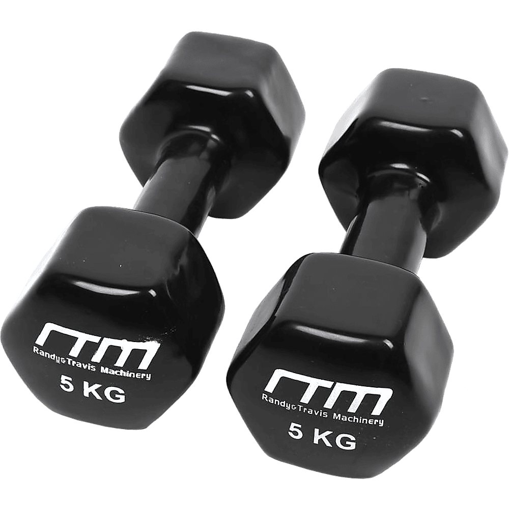 5kg Dumbbells Pair PVC Hand Weights Rubber Coated
