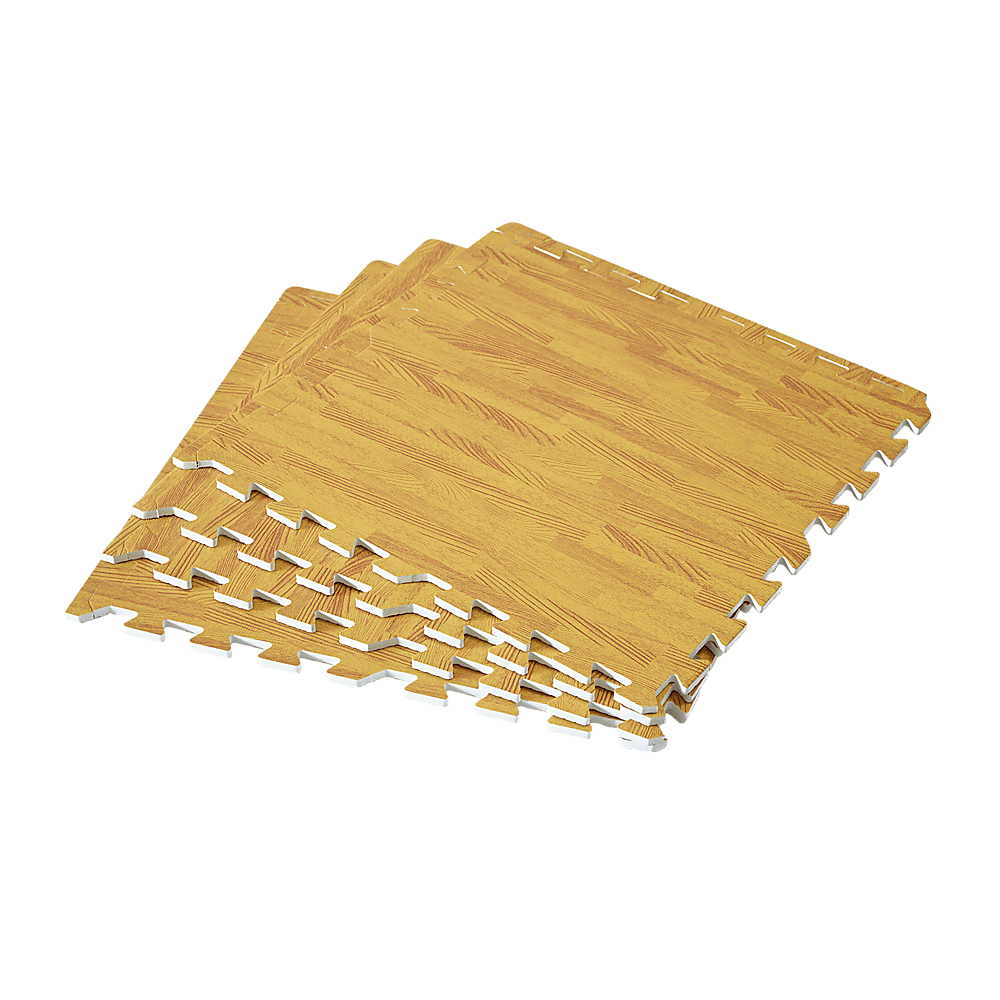 12 Tiles EVA Fitness Home Yoga Gym Interlocking Floor Puzzle Mat - Wood Colour
