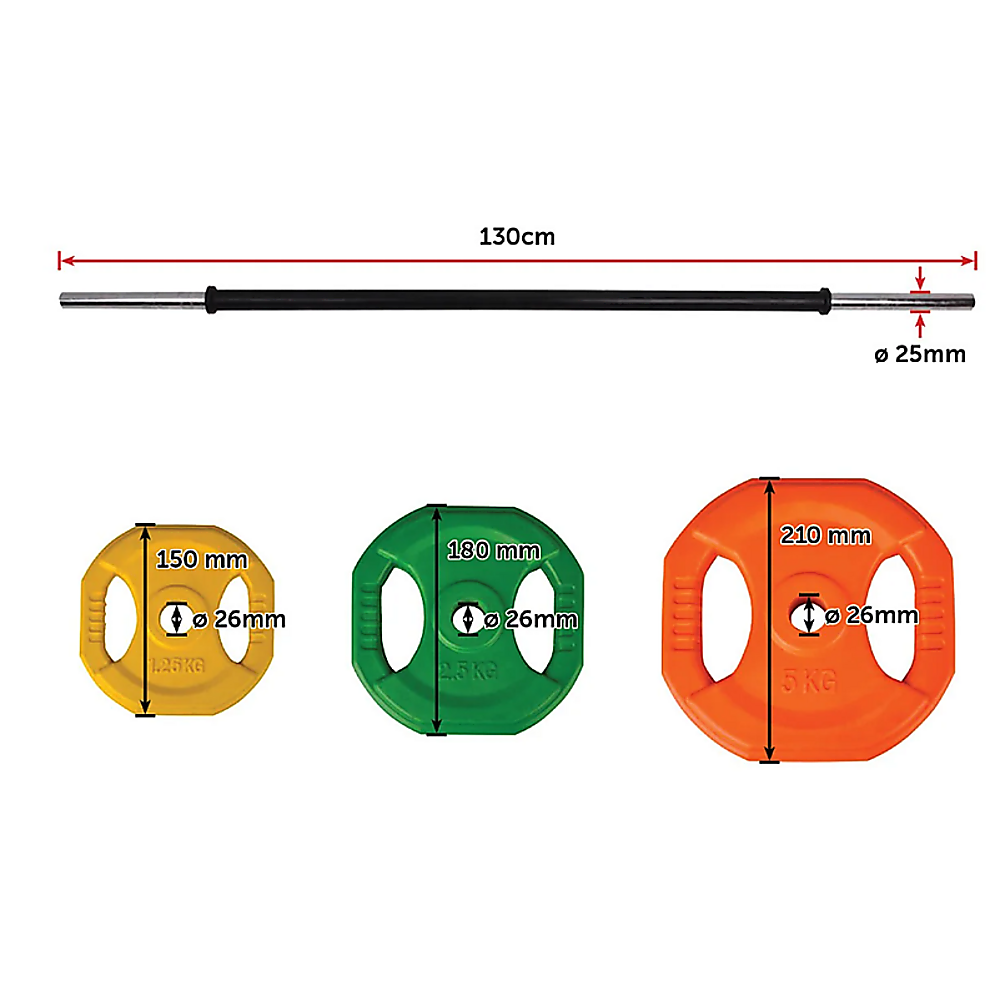 20kg Standard Rubber Coated Barbell Weight Bar for Home Gym