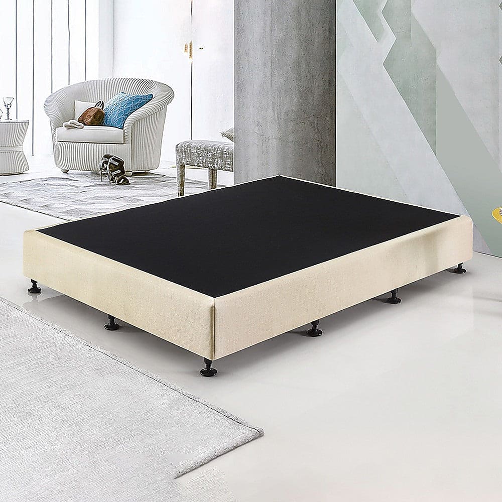 Palermo Queen Ensemble Bed Base Platinum Natural Sand Linen Fabric
