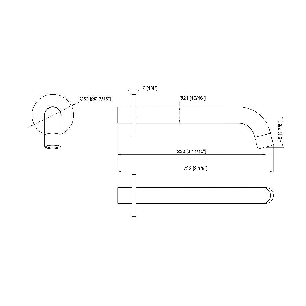 220mm Bath Spout in Polished Chrome Finish