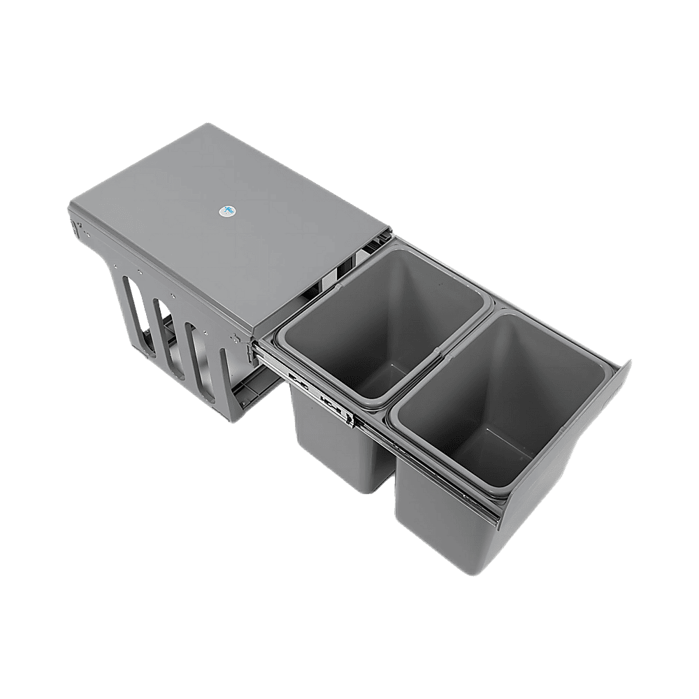 2x 15L Pull Out Trash Bin Dual Kitchen Garbage Waste Basket Cabinet Bin